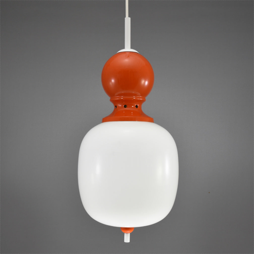 Mid-Century Modern 1970s Italian opaline glass pendant ceiling light