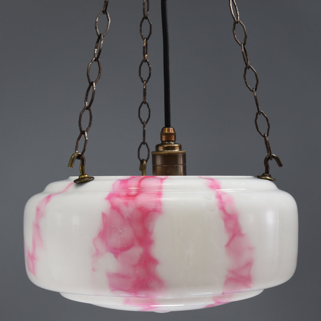 Substantial 1920s-1940s Flycatcher ceiling light with 
magenta marbling