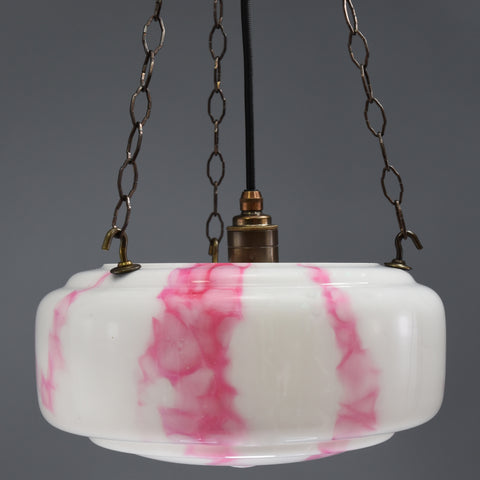 Substantial 1920s-1940s Flycatcher ceiling light with 
magenta marbling