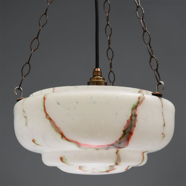 1920s-1940s Flycatcher ceiling light with red and green marbling