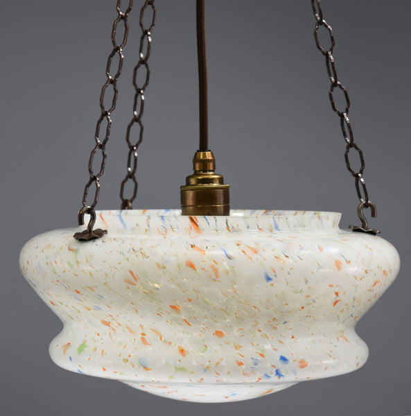 1940s-1950s Flakestone white glass flycatcher ceiling light