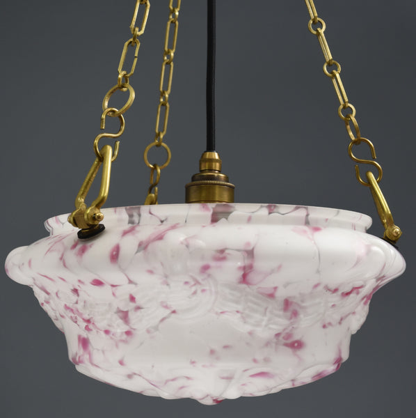 Semi-opaque white glass art deco flycatcher ceiling light