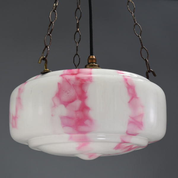 Substantial 1920s-1940s Flycatcher ceiling light with 
magenta marbling