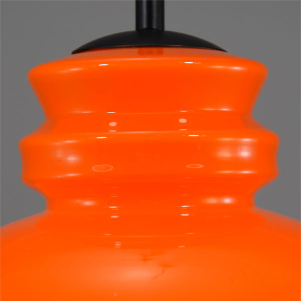 Danish Mid-Century Modern orange cased glass ceiling light