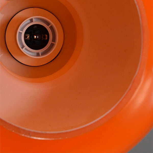 Danish Mid-Century Modern orange cased glass ceiling light