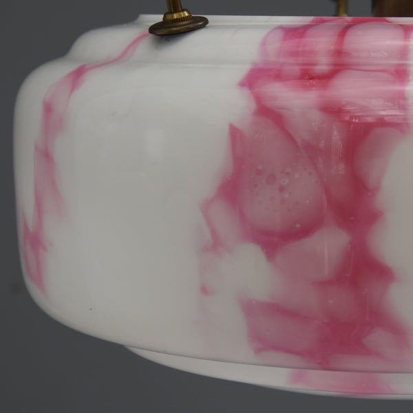 Substantial 1920s-1940s Flycatcher ceiling light with magenta marbling