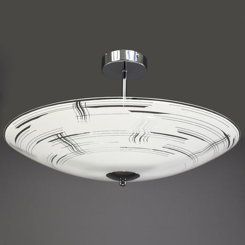 Mid-Century semi-flush shallow bowl clear glass ceiling light