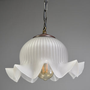 Beautiful French wavy edged opaque glass pendant light 