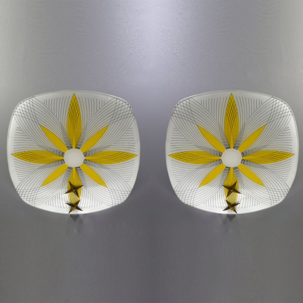 Mid-Century Modern white glass wall lights