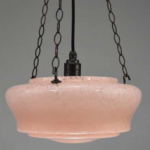 Beautiful 1930s-1940s Pink flakestone flycatcher glass bowl ceiling light