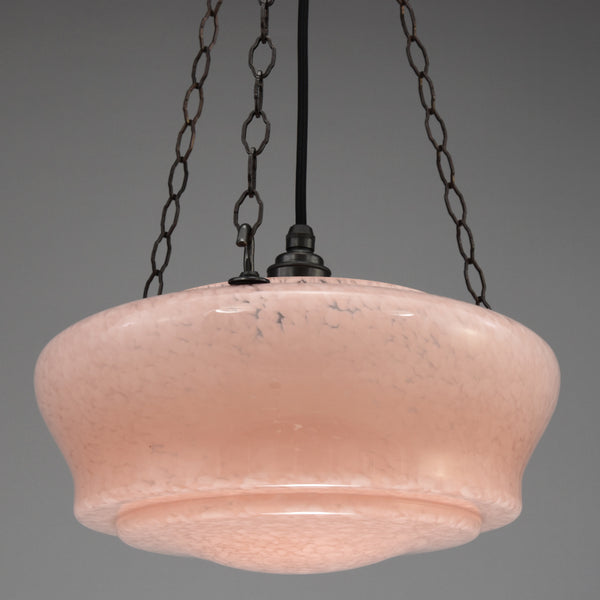 Beautiful 1930s-1940s Pink flakestone flycatcher glass bowl ceiling light