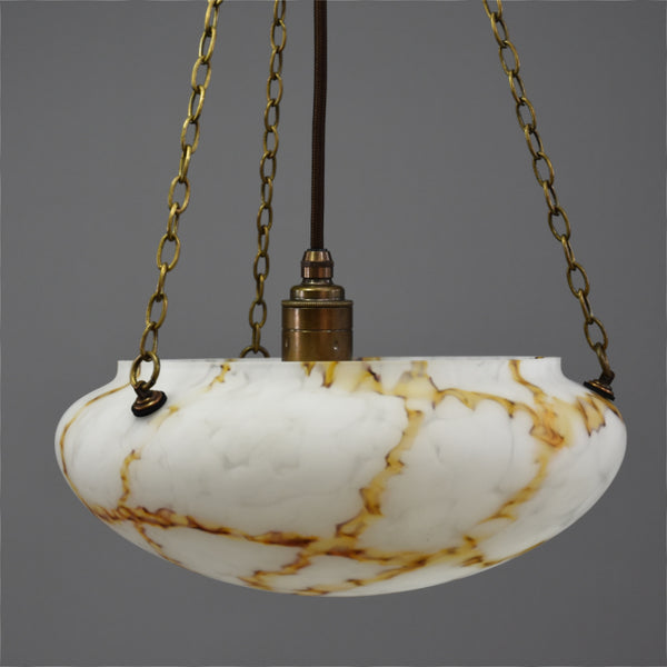 1920s-1940s flycatcher ceiling light with fantastic orange and brown marbling