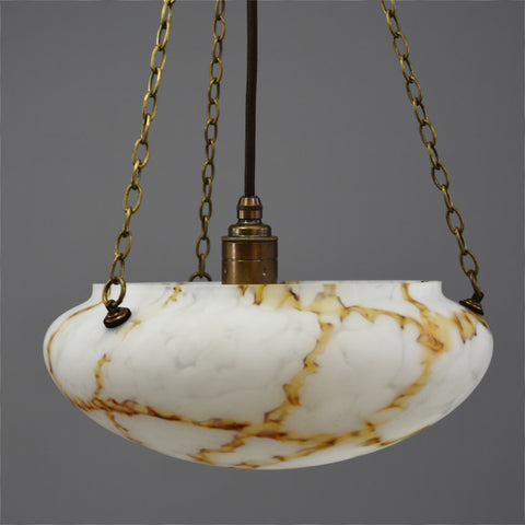 1920s-1940s flycatcher ceiling light with fantastic orange and brown marbling