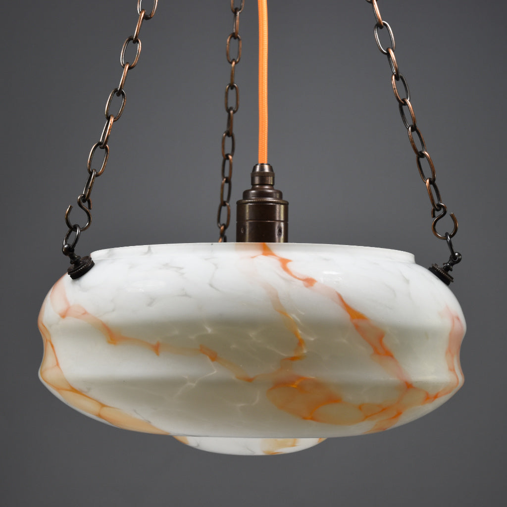 Beautiful vintage 1930s 1950s white with orange marbling flycatcher ha it s a light Funky Unusual Lighting