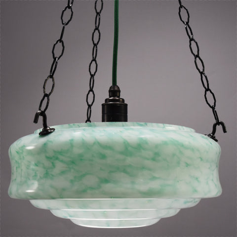 1920s-1950s  Art Deco green flakestone flycatcher glass ceiling light