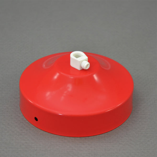 1950s small red topped white glass Ceiling Light with atomic motif