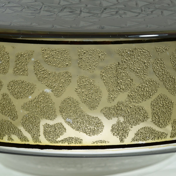 1960s-1970s Clear glass pendant light with gold frosted patterning