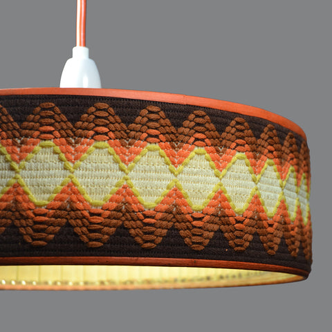1960s UFO Ceiling Light/Pendant Lamp Shade with textile band and plastic diffuser