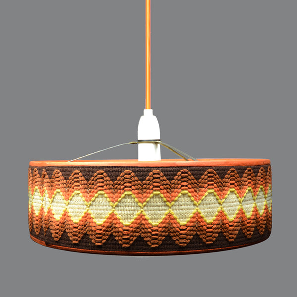 1960s UFO Ceiling Light/Pendant Lamp Shade with textile band and plastic diffuser