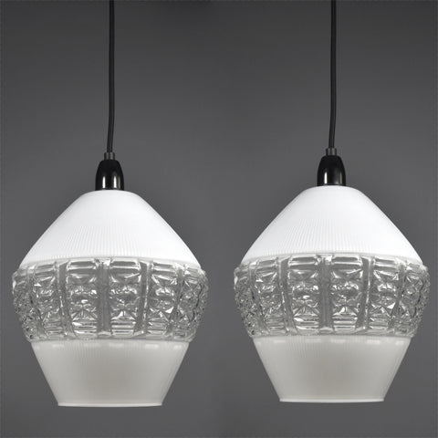 1970s-1980s patterned glass ceiling pendants