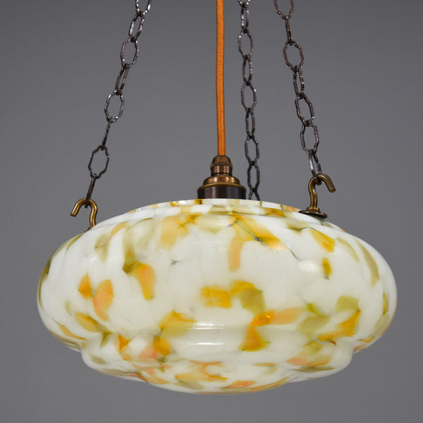 1940s-1950s white glass flycatcher ceiling light