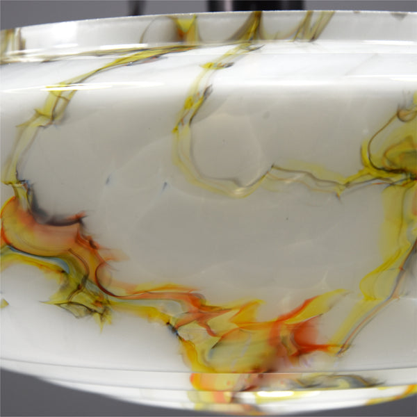 1920s flycatcher glass bowl ceiling light with in marbling in yellow, orange and blue