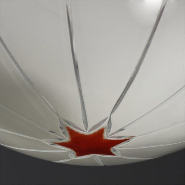 Large classic Art Deco Glass Flycatcher ceiling light with red diamond motif 