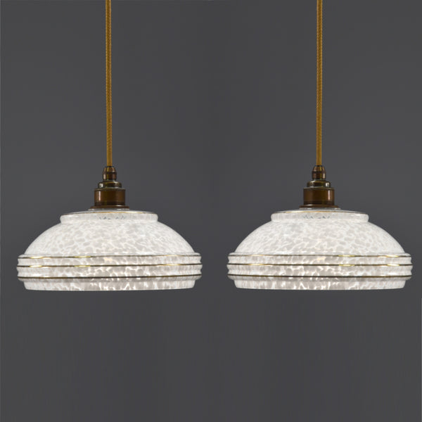 Pair of vintage 1950s-1960s glass pendant lights