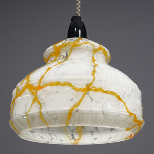 Art deco white glass pendant light shade