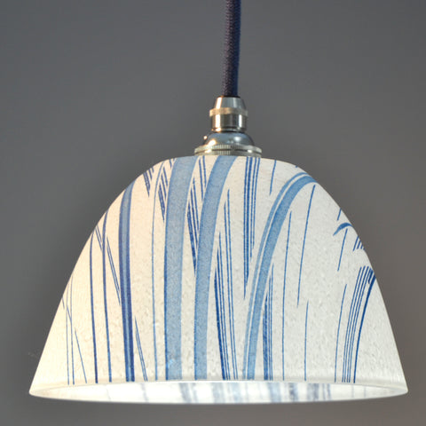 Landlines Pate de verre' glass pendant/ceiling white and blue