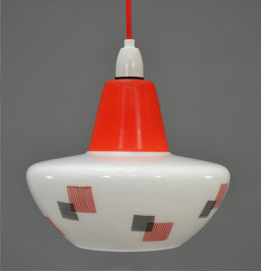 Mid-Century Modern 1960s White glass Ceiling Light