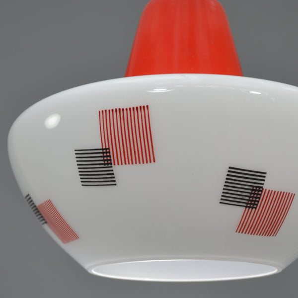 Mid-Century Modern 1960s White glass Ceiling Light