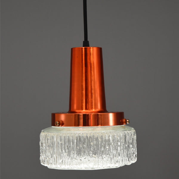 Mid-Century Modern faceted glass & copper ceiling pendant lights