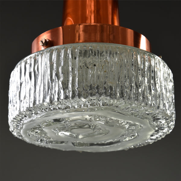 Mid-Century Modern faceted glass & copper ceiling pendant lights