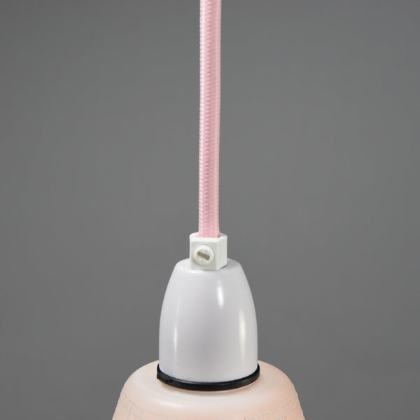 Small pink frosted opaque glass vintage 1950s pendant light shade