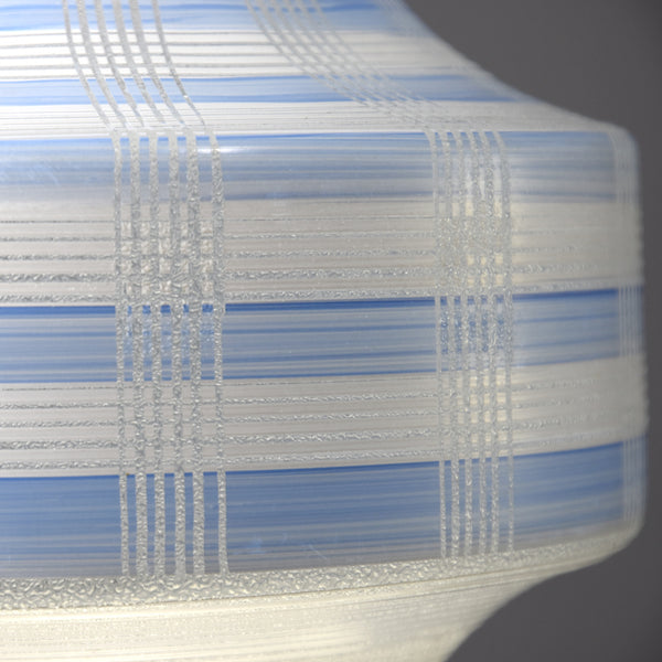 Mid-Century White & blue glass pendant light 