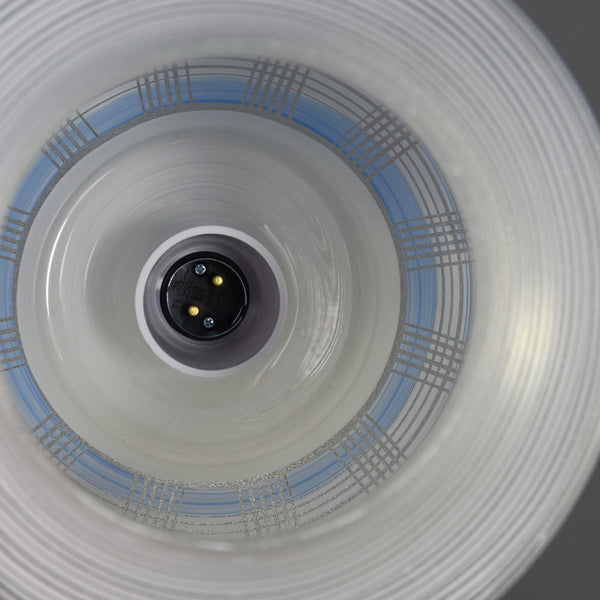 Mid-Century White & blue glass pendant light 