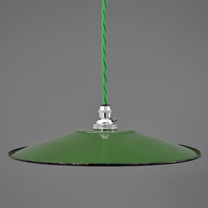 Vintage French light green enamel coolie pendant light