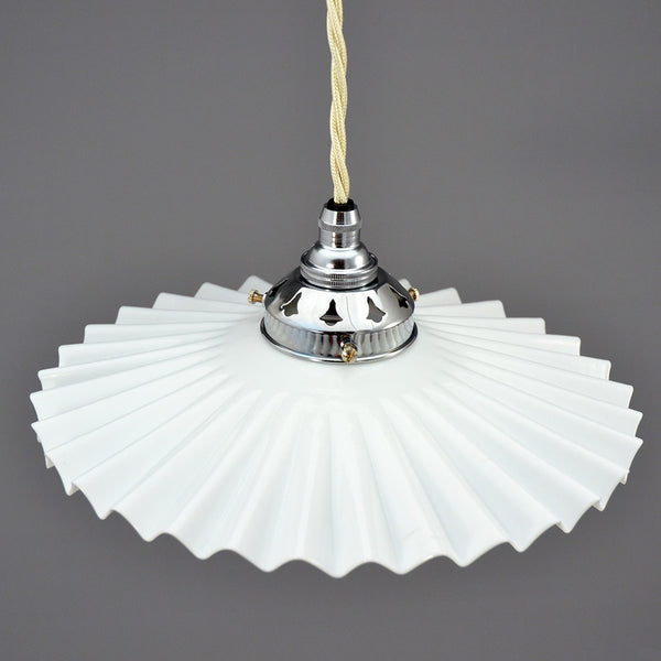 French white glass fan Ceiling Light/Pendant Light