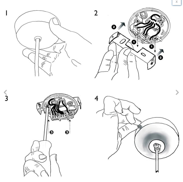 White ceiling rose fitting instructions for 1960s White glass Pendant light with red pattern