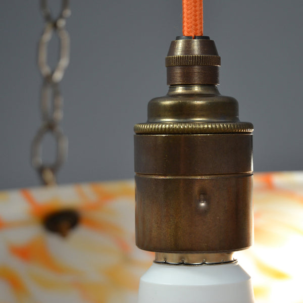 Orange Flakestone Art Deco Fycatcher glass bowl ceiling light