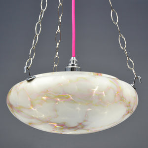 Original marbled glass Art Deco Flycatcher glass bowl ceiling light